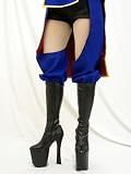 コスプレに☆超厚底ブーツ★ヒール高19ｃｍ★艶なし合皮タイプ （黒）：Mサイズ ブーツ