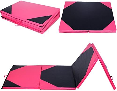 Thick Folding Panel Gymnastics Mat 4'x10'x2" Gym Fitness Exercise Pink &amp; Black
