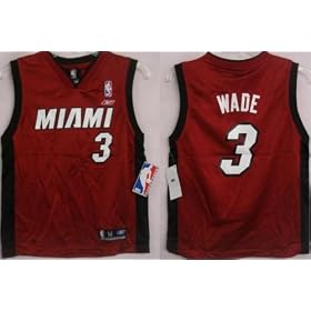 Nba Miami Heat Dwayne Wade Replica Kids Reebok Red Youth Jersey
