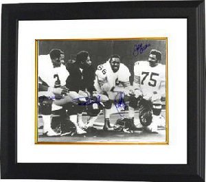 Ernie Holmes signed Pittsburgh Steelers 16x20 Photo Custom Framed 4 sig Bench