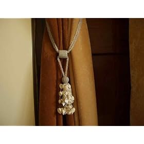 Pair Cream Beaded decorative Tassel Tieback holdback