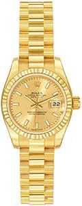 Rolex Datejust Champagne Index Dial President Bracelet 18k Yellow Gold Watch 179178CSP