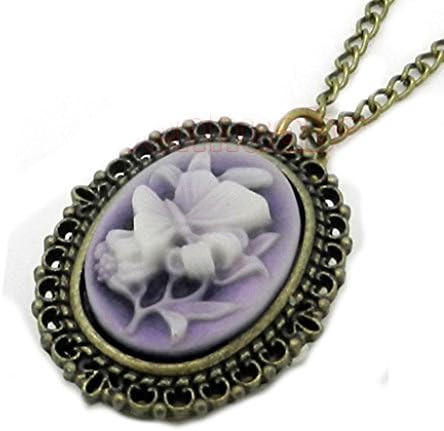 Butterfly Flower Pocket Watch Necklace Pendant Woman's Necklace Watch, WatchPW:1