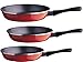 Magefesa Tuscany Red (Gold) Enamel On Steel Frypan Set 7 Inch, 9 Inch & 11 Inch Fry Pan Set (3 Piece)