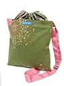 V2SL HANABI Leaf of Vela TESAGE tote bags, Style 2, Pretty Pink Shoulder Strap, Cotton Canvas, Shoulder bags with Drawstring Closure Top,