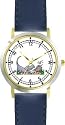 Group of Dinosaurs - Dinosaur Animal - WATCHBUDDY&reg; DELUXE TWO-TONE THEME WATCH - Arabic Numbers - Blue Leather Strap-Children's Size-Small ( Boy's Size & Girl's Size )