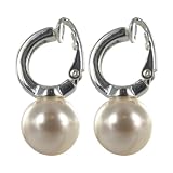 Cream Simulated Pearl Silver Plated Clip On Earrings (12mm)