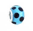 Pandora Style Charm Bead (Z423) - Glass (14mm x 10mm) (fits Troll too) ~ Sky Blue with Black Dots
