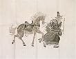 Man and Horse, Chinese Stone Rubbing on Rice Paper - Vintage