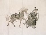 Man and Horse, Chinese Stone Rubbing on Rice Paper - Vintage