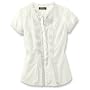 Solid-Color Pintuck Ruffle Shirt
