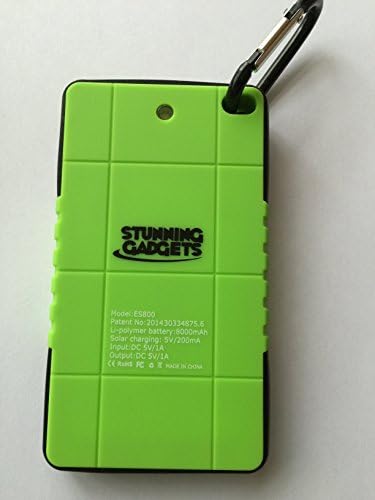 Sport Solar Panel Charger Power Bank (NEW) 8000mAh Shock/Dust Resistant (Green)