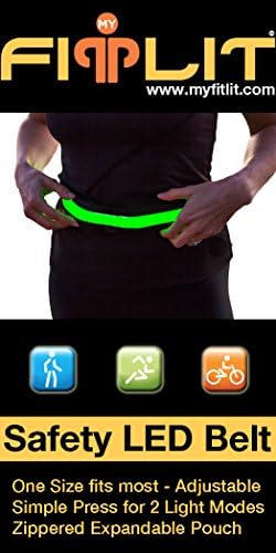 Safety LED Belt V2.0 w/Zippered Expandable Pouch (Road ID Compatible) - Stay VISIBLE - Best for Early AM and PM Bootcamps, Cross Fitness Training, Running, Cycling, Jogging, Marathons, Fitness and Exercise - GREAT for EMERGENCY KITS - Better Than Reflective Vest - Includes Secure Zip Pocket - Fits iPhone 6 - *FREE* Batteries - 100% Money Back Guarantee - FREE Shipping on orders over $35