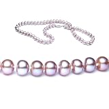 Single Strand 18 Inch 7.0-8.0mm Lavender Semi-Round Freshwater Cultured Pearl Necklace