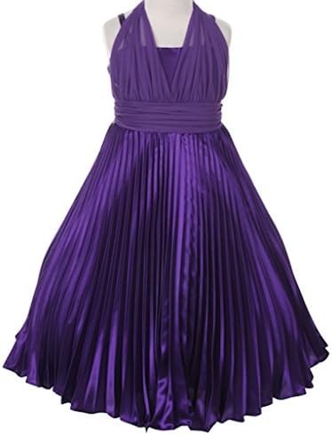 Little Girls' Flower Girl Dress Chiffon Satin Marilyn Monroe Style Pleated Dress Purple Size 4