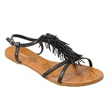 Bamboo by Journee Beaded Vamp Sandals by 