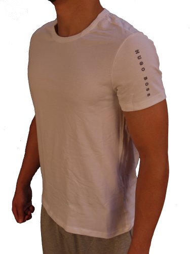 HUGO BOSS Mens Shirt Short-Sleeve Crewneck Shirt, White, Large