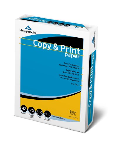 GP Copy & Print Paper, 8.5 x 11 Inches Letter Size, 92 Bright White, 20 Lb, Ream of 500 Sheets (998067R)