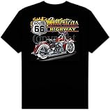America's Highway - Route 66 Biker Adult T-shirt Tee Shirt - (back print)