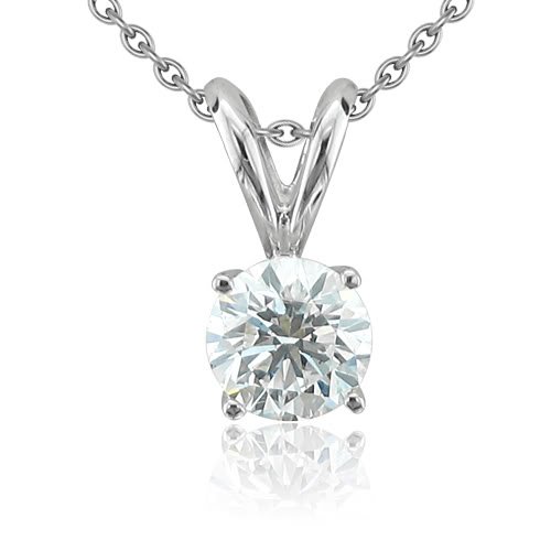 14k White Gold 4-Prong Solitaire Natural Diamond 