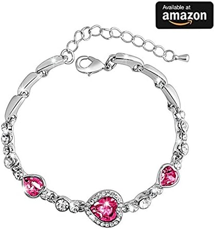 Jewelry Rarity Women Heart Shaped Red Swarovski Crystal Elements Bracelet 7" + 2"With Diamond Austrian Crystals Fashion Jewelry