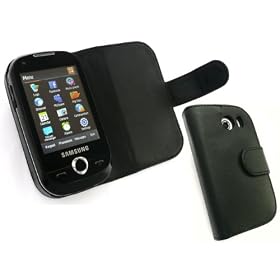 EMARTBUY SAMSUNG B5310 GENIO SLIDE WALLET CASE COVER WITH BUILT IN PHONE HOLDER BLACK