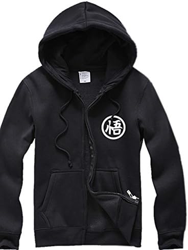 X-FOX Men's Goku Zipped Cosplay Hoodie X-Large Black