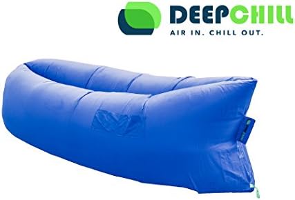 DeepChill Large Portable Inflatable Lounger for Beach, Camping and Dorm Room is Waterproof for Indoor Outdoor Use and Doubles as a Pool Float (Dark Blue)