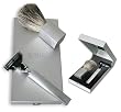 Travel Shaving Shave Set Mach 3 Razor, with Badger Brush,Mirror in Silver Plated Case