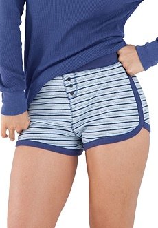 Woman Within Plus Size Thermal Knit Boxer Shorts By Dreams And Co. (Navy Stripe,2X)