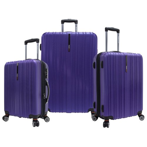 Travelers Choice Tasmania 3 Piece Luggage Set, Purple, Large