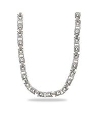 Rhodium Plated Square Byzantine Chain Necklace