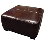 Baxton Furniture Studios Leather Cocktail Ottoman, Espresso Brown