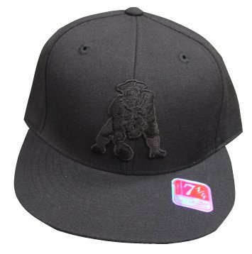 New England Patriots Black on Black Mitchell & Ness Throwback Fitted Cap / Hat