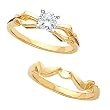 14K Yellow Gold Diamond Solitaire Wedding Set - 0.50 Ct.