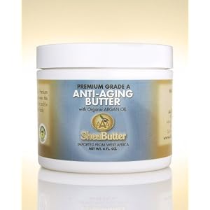 Natural Anti-Aging Butter Unrefined Certified Grade A Shea Butter and Organic Unrefined Argan Oil Blend 4 oz. By AAA Shea Butter