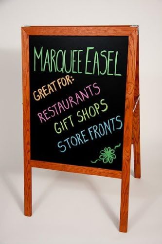 Crestline Mfg Co 312-BBA CRESTLINE MARQUEE EASEL - TWO BLACK CHALKBOARDS - Stained Hardwood