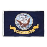 Valley Forge Nylon United States Navy Flag, measures 3-Foot x 5-Foot