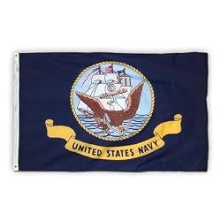 Valley Forge Nylon United States Navy Flag, measures 3-Foot x 5-Foot