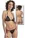Bikini Neckholder schwarz aus transparentem Material mit Blümchen-Dekor - Gr. S-L