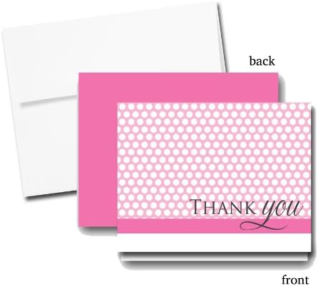 Pink and White Polka Dots Thank You Cards (Set of 12 Cards and Envelopes)