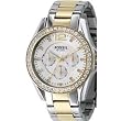 Fossil #ES2521 Unisex Two Tone Multi Function Crystal Accented Watch