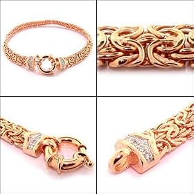 Diamond Accent Byzantine Anklet 14K Rose Gold by 