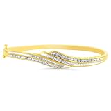 Sterling Silver 1/2 Carat Diamond Two-tone Bangle - Size 7"