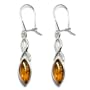 Sterling Silver Celtic Design Amber Dangle Earrings