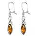 Sterling Silver Celtic Design Amber Dangle Earrings