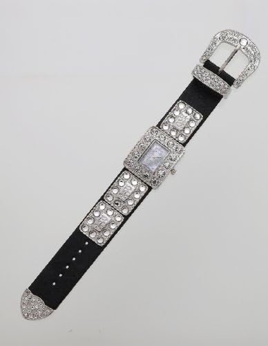 Crystal Bling Western Belt Buckle Watch
