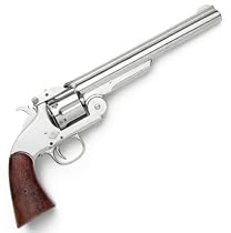 M1869 Schofield Revolver with Nickel Finish Frame - Replica of Classic Old West Pistol Used by U.S. Cavalry, Wells Fargo Agents, and Frank James - Nice Prop Gun
