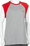  : Champion Men's Cap Sleeve Raglan T-Shirt, Oxford Gray/Scarlet, Large