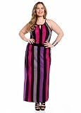 Ashley Stewart Womens Plus Size Vertical Striped Keyhole Maxi